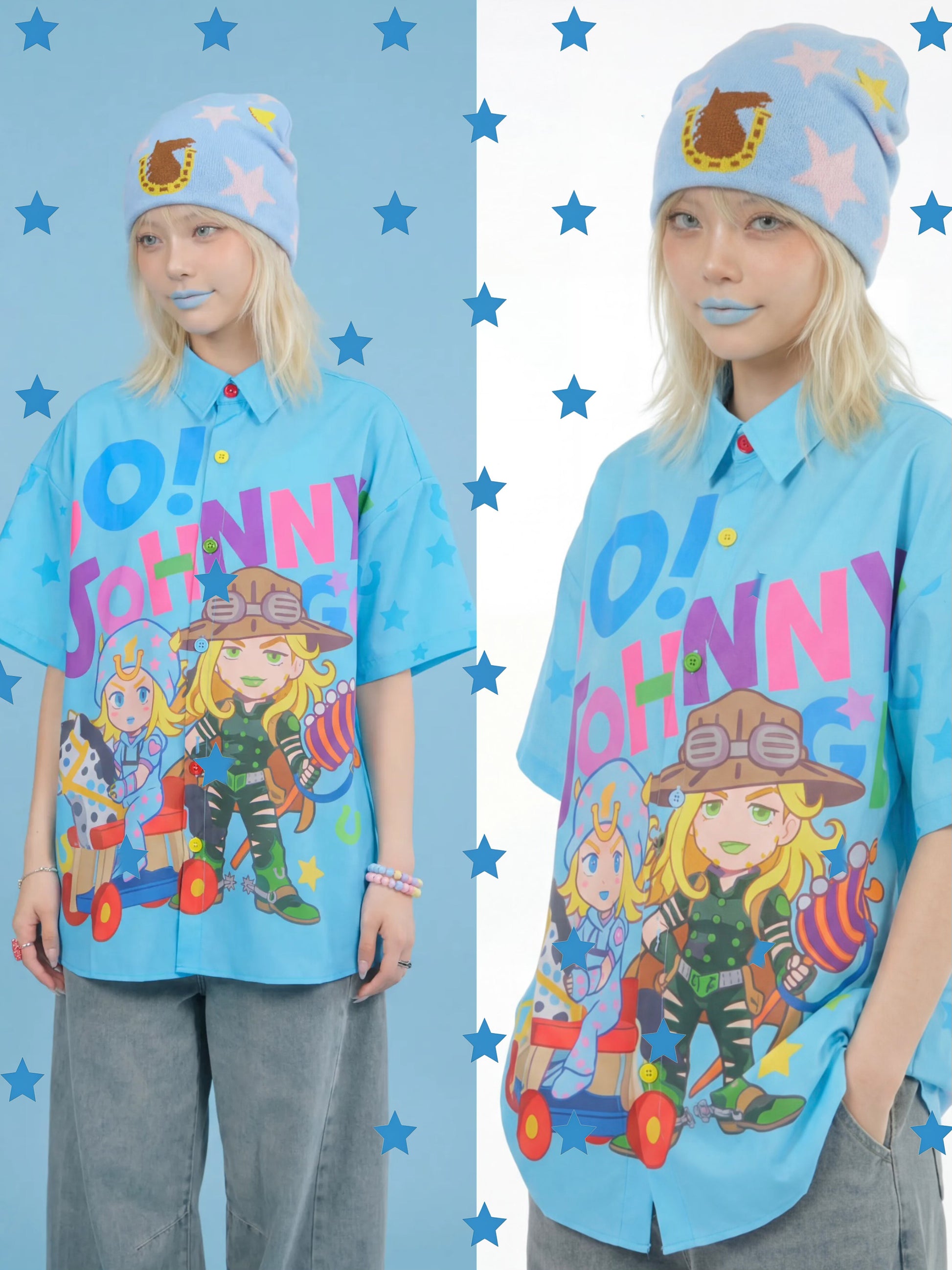 MeowMeow Bug - Blue Anime Graphic Shirt shirt MeowMeow Bug