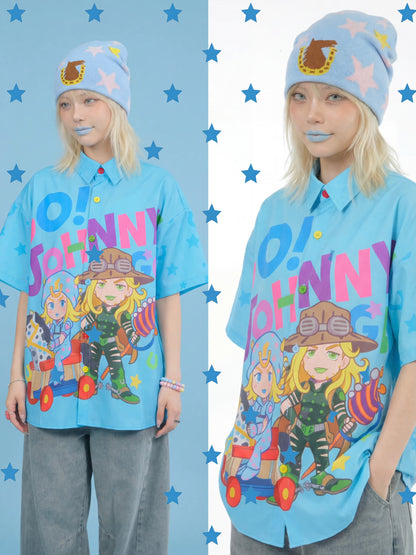 MeowMeow Bug - Blue Anime Graphic Shirt shirt MeowMeow Bug