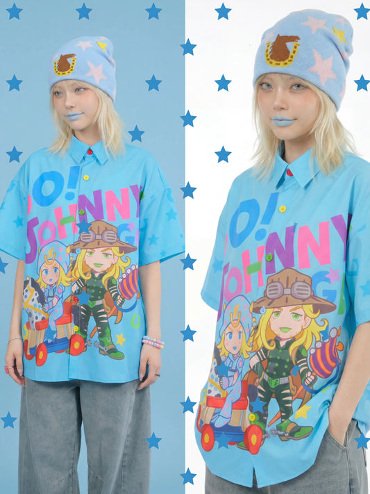 MeowMeow Bug - Blue Anime Graphic Shirt shirt MeowMeow Bug