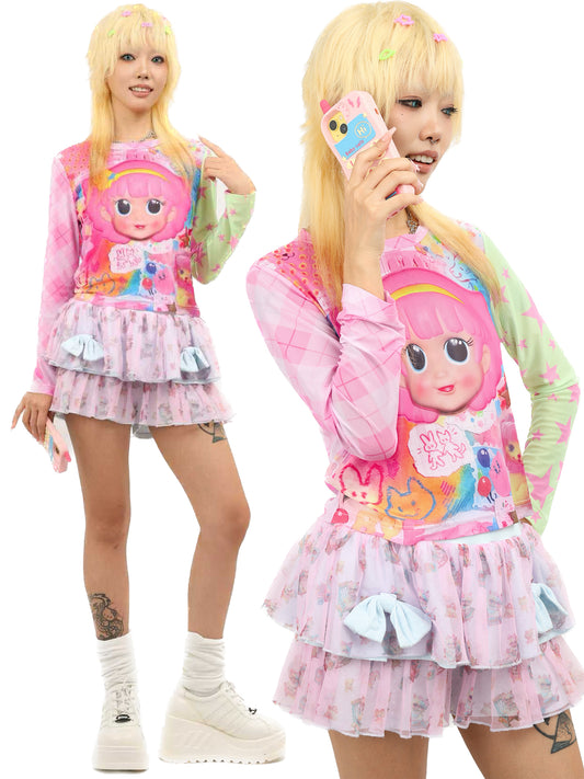 NIHON KIDS - Decora Kei Long Sleeve Top Colorful Cute