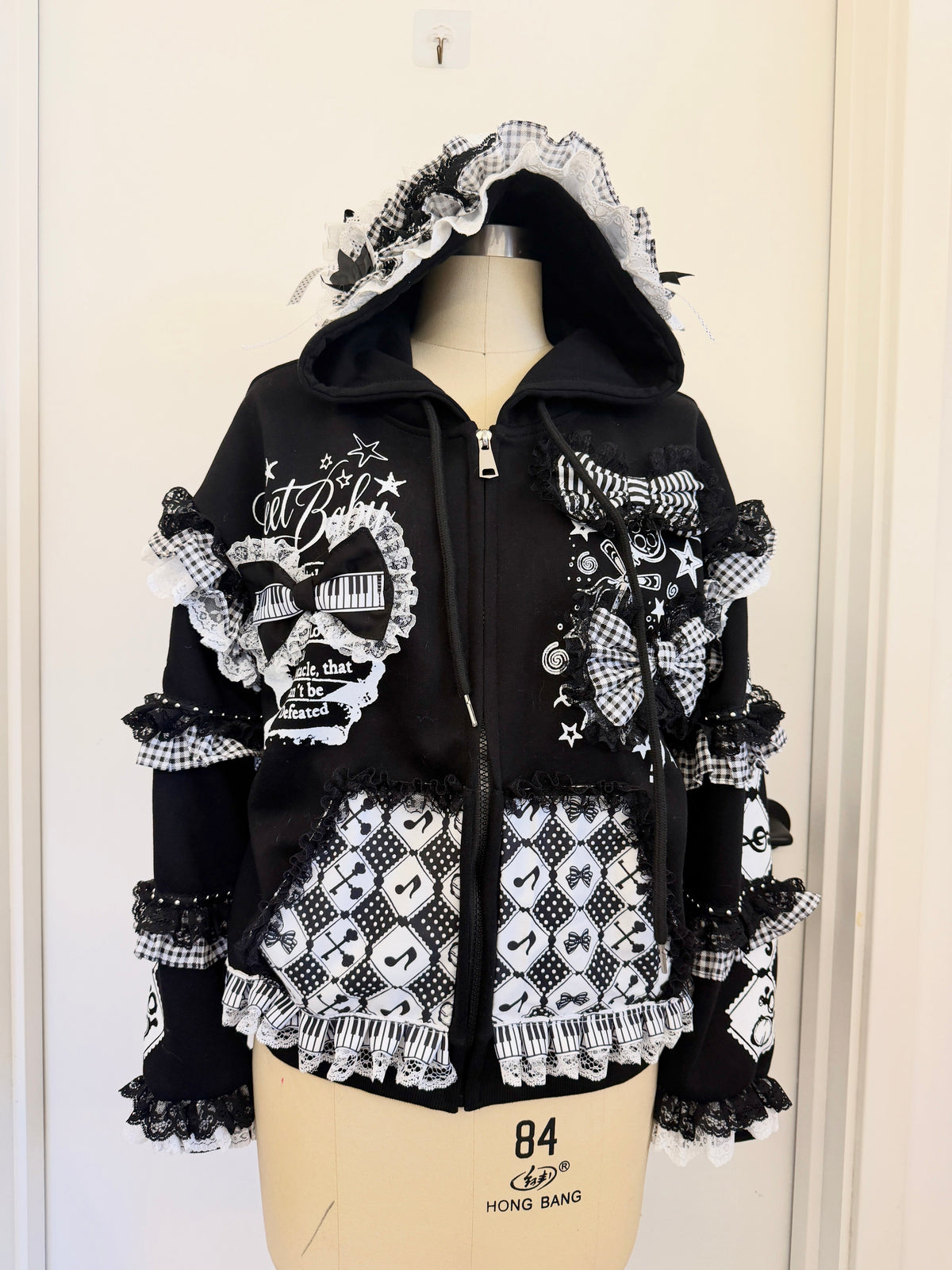 Red Devil - Black and White Bunny Ear Lace Jacket hoodie Red Devil