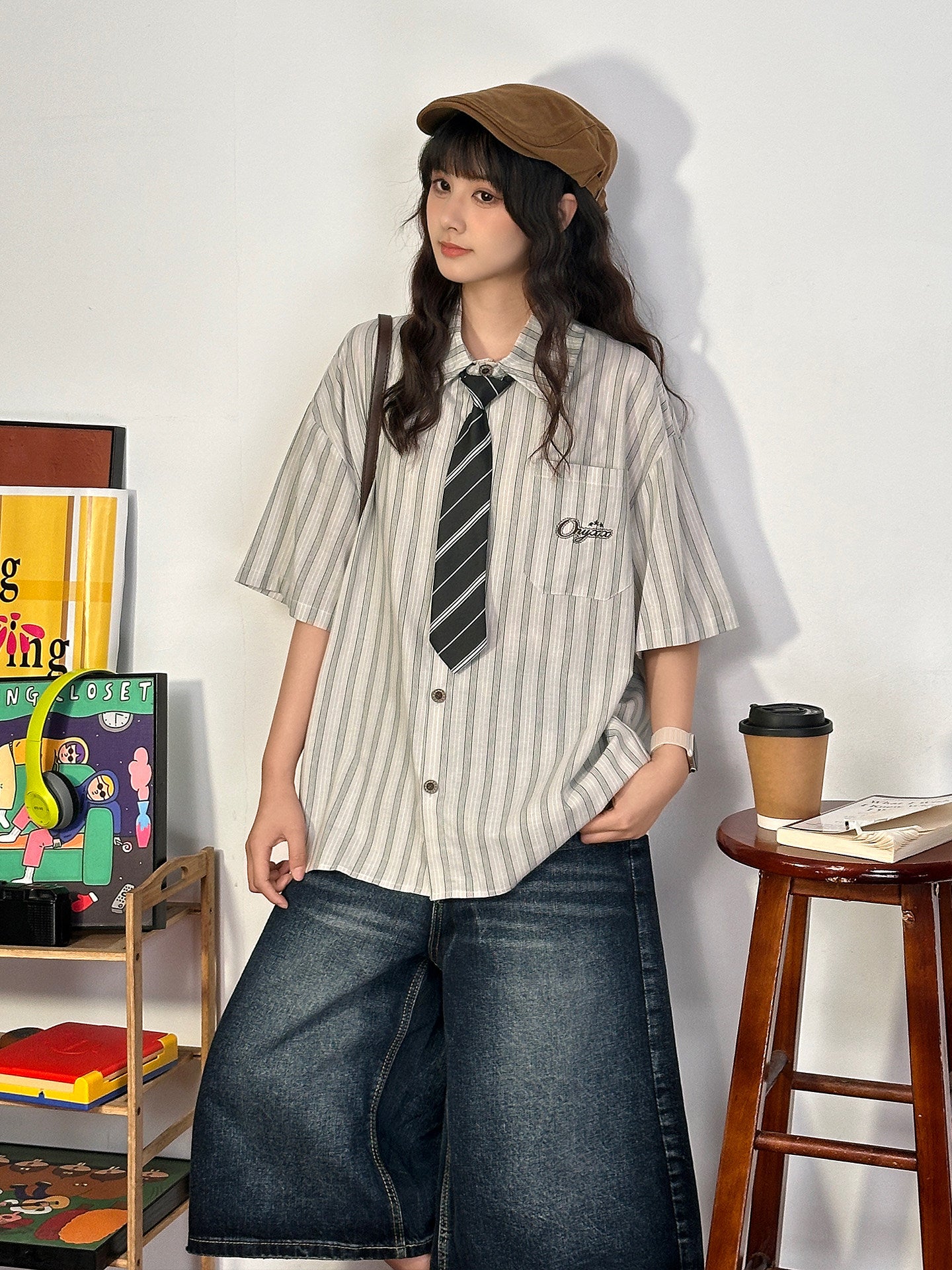 Retro Stripe Shirt with Tie shirt soldout