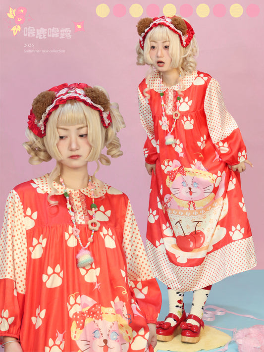 Lulululu - Polka Cat Print Dress dress LULULULU