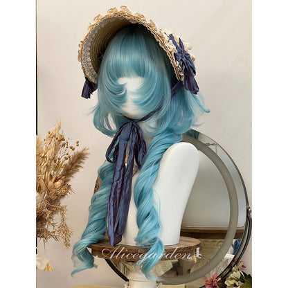 Alice Garden - Peacock Blue Long Curly Wig wig Alice Garden