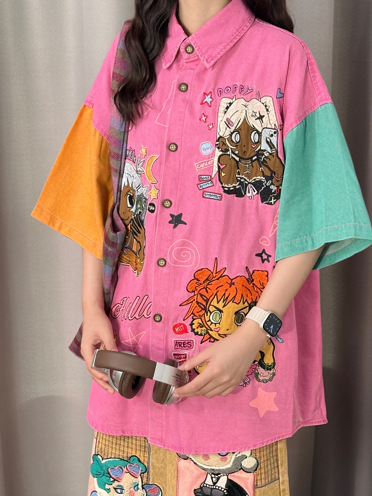 Retro Cartoon Patchwork Shirt shirt soldout