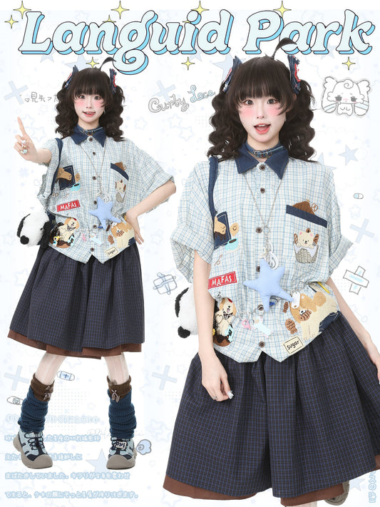 Languid Park - Puppy Plaid Polo Shirt shirt Languid Park