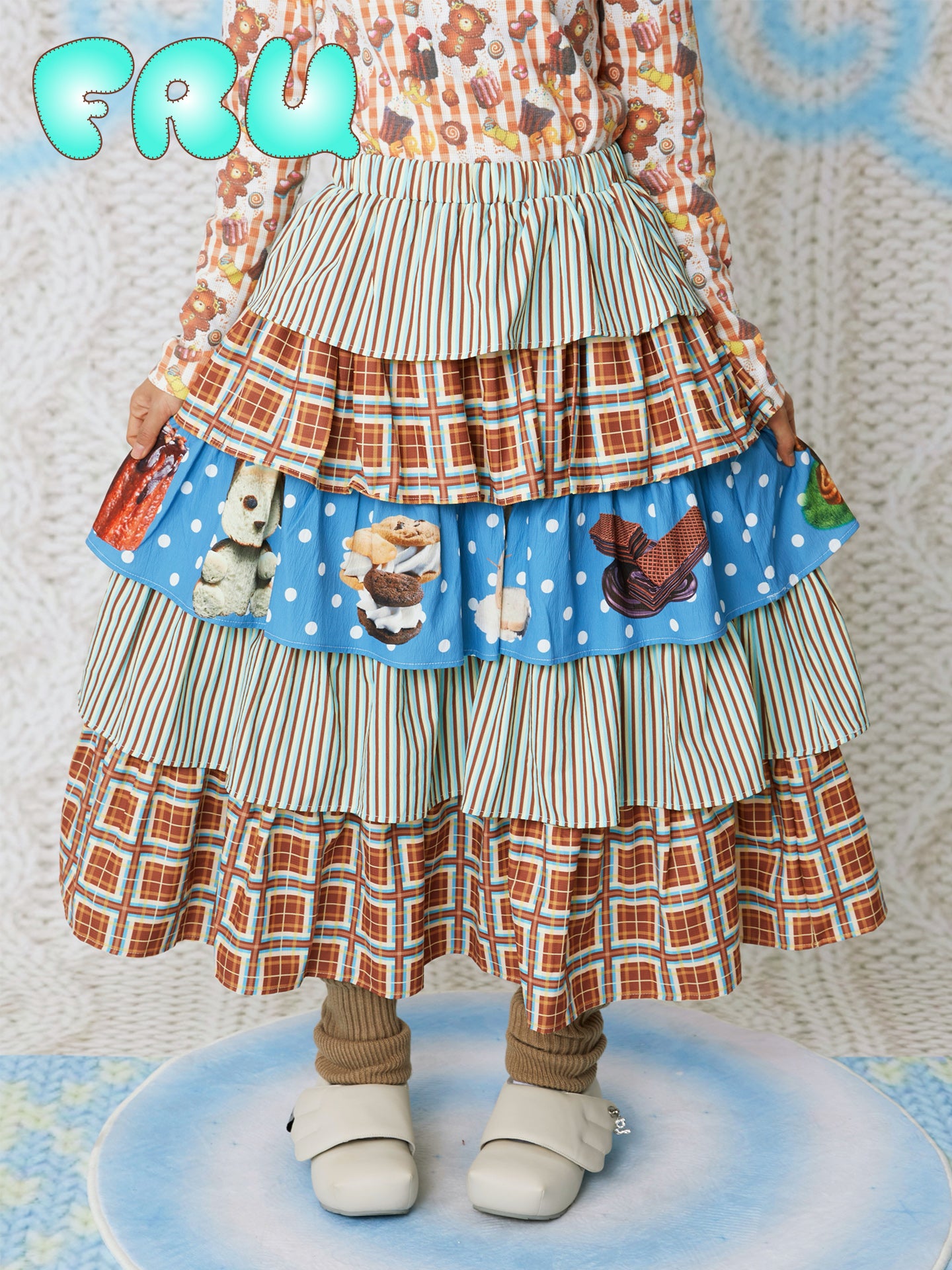 frufru - Kawaii Chocolate Cake Printed Skirt skirt frufru