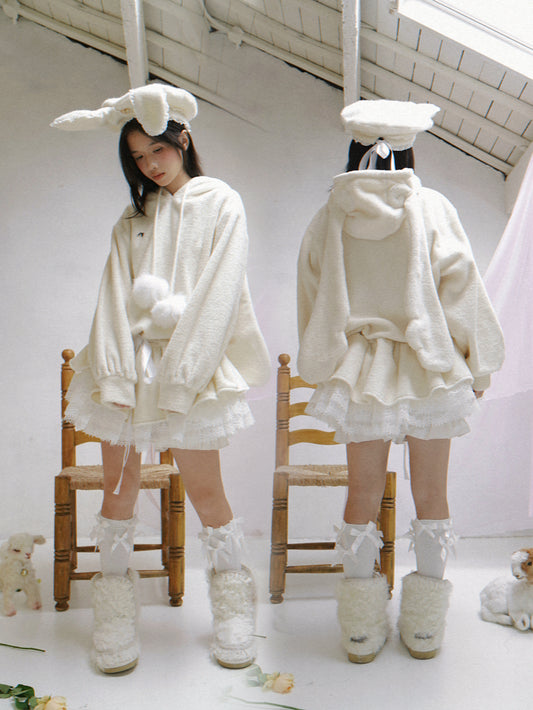 daytoday everyday institute - Girly Plush Angel Ear Dress Coat coat daytoday everyday institute