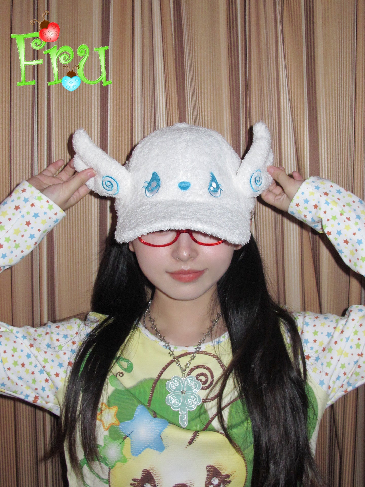 FruFru - Y2K Baseball Cap White Wing Embroidery hat frufru