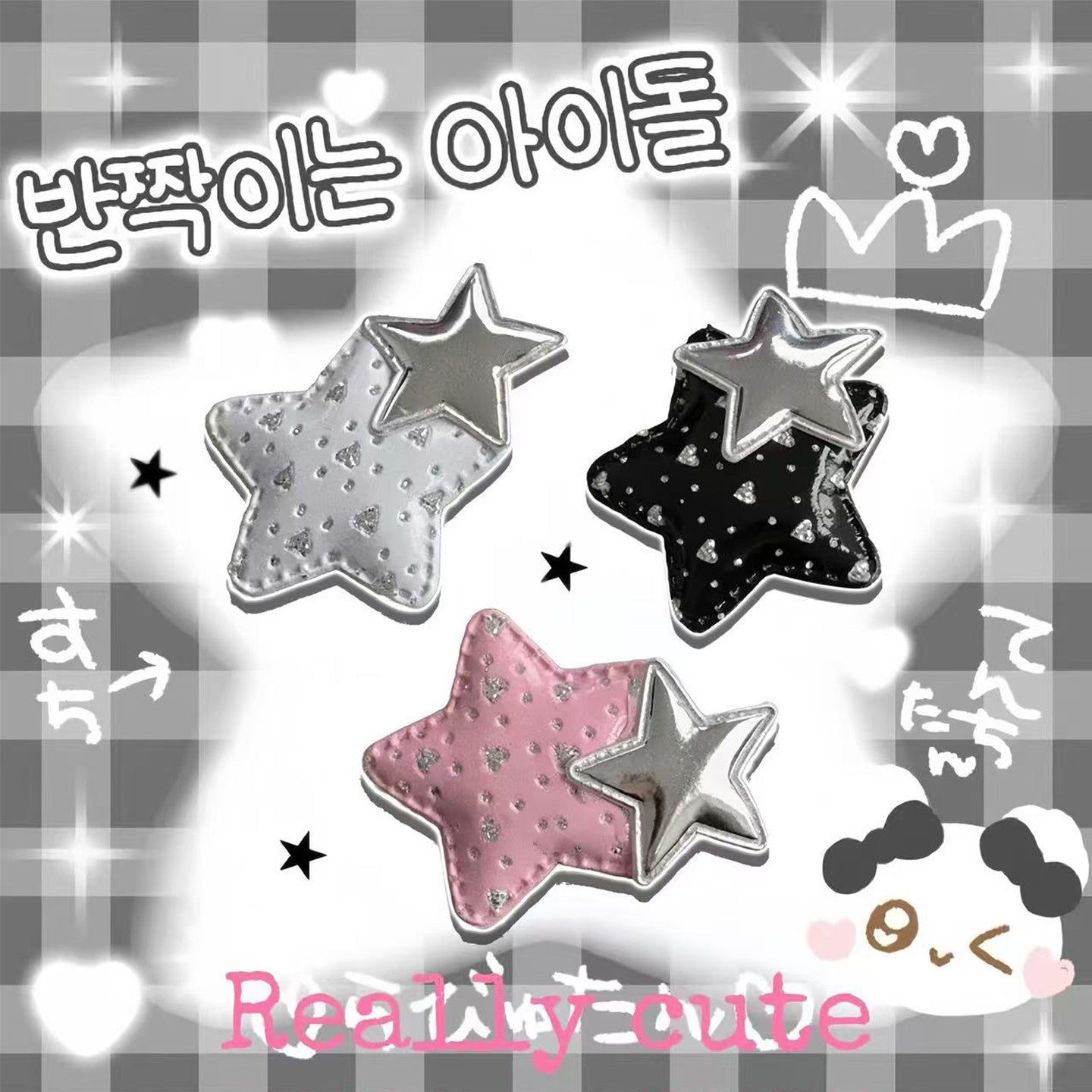 Vintage Y2K - Star Fabric Hair Clip Set hair clip really cute
