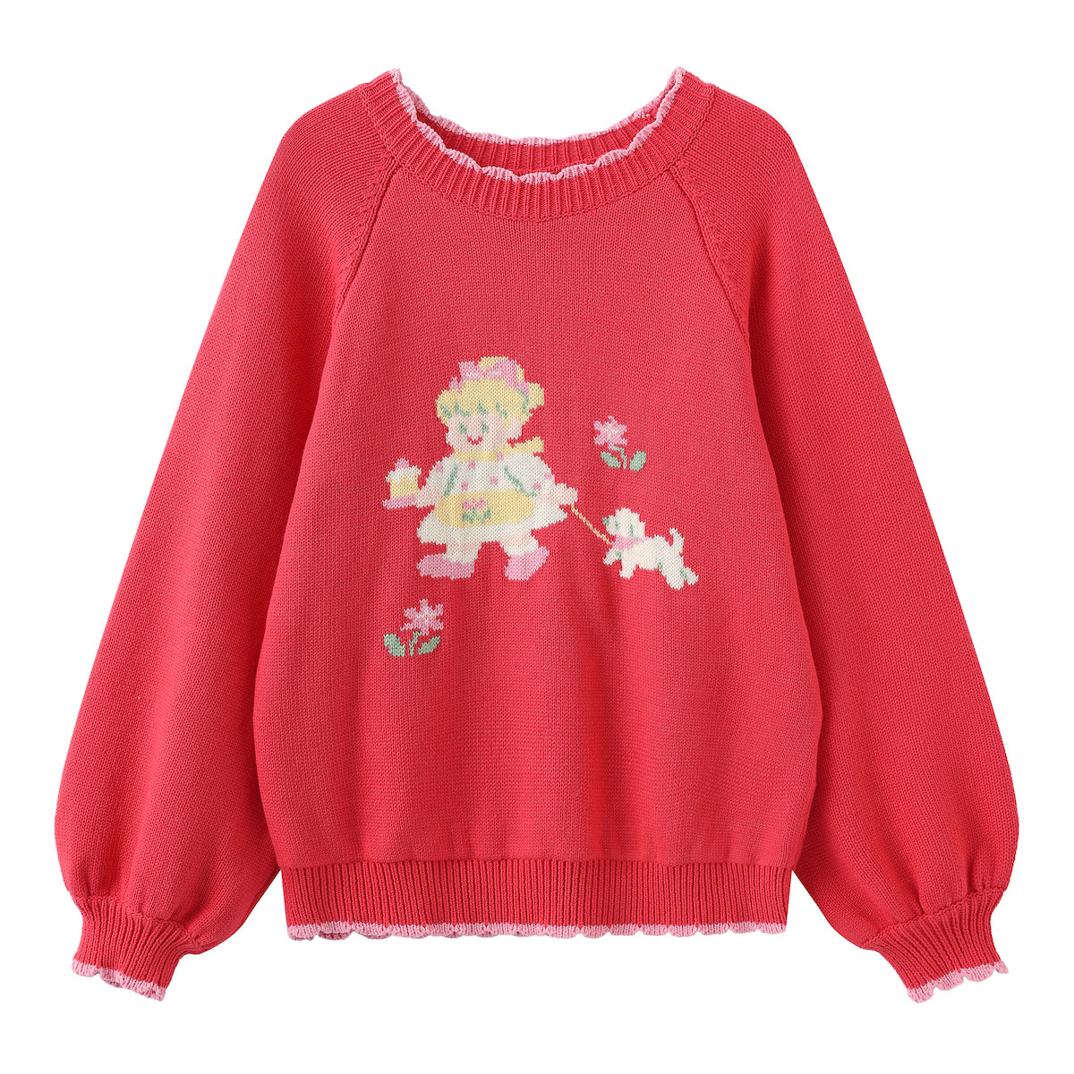 Little Berry - Kawaii Girl Illustration Red Sweater sweater Little Berry S