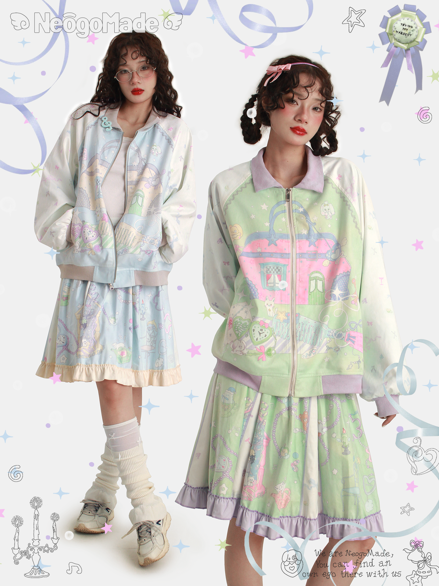 NeogoMade – Kawaii "Lily and her Dream House" Jacket Skirt Set set NeogoMade