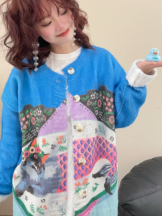 MeowMeow Bug - Kawaii Mermaid Cat Plush Cardigan Sweater cardigan MeowMeow Bug