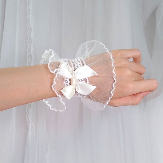 MaoJiang - Kawaii White Lace Bow Wrist Cuffs sleeves maojiang