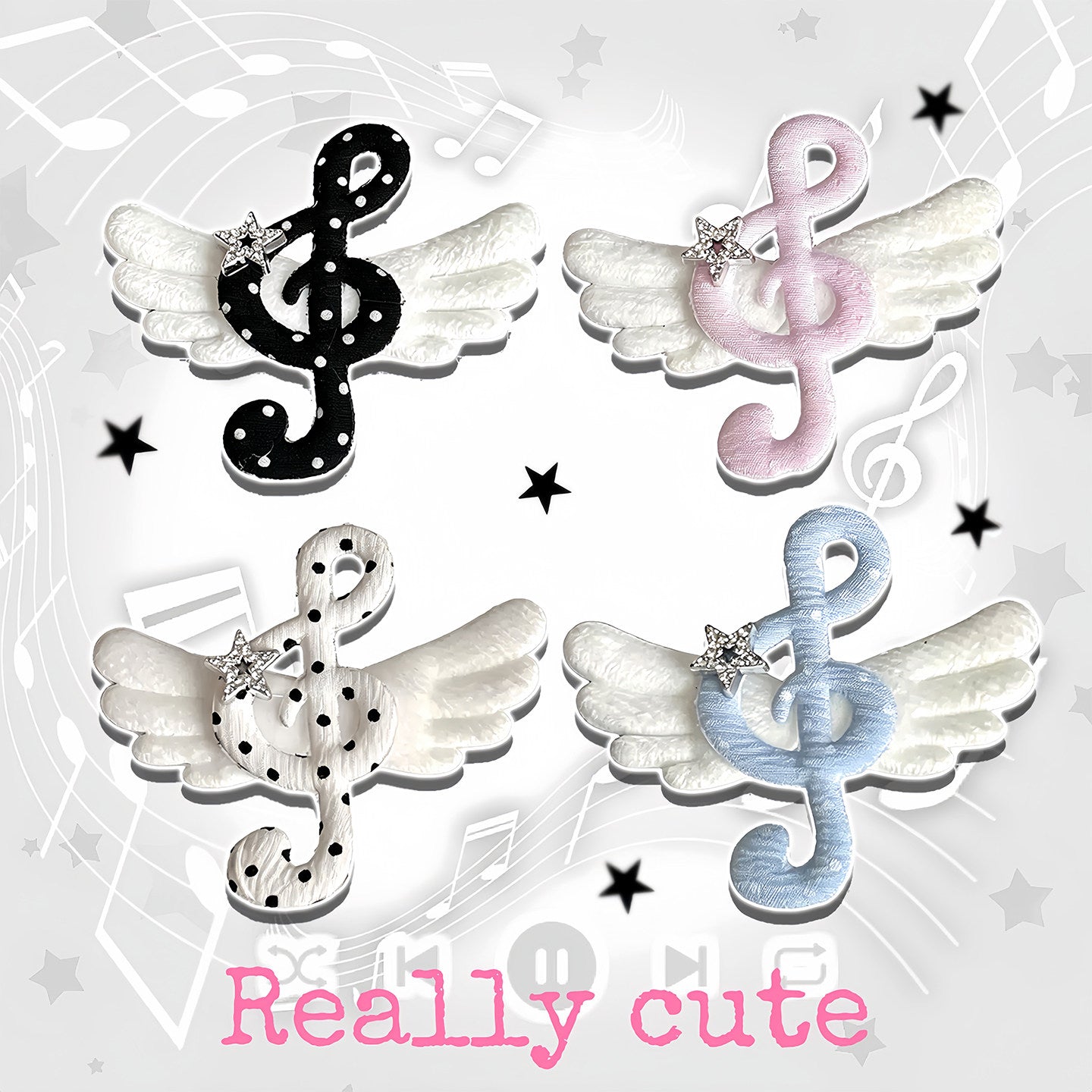 Angel Wing Polka Star Hair Clip Set hair clip really cute