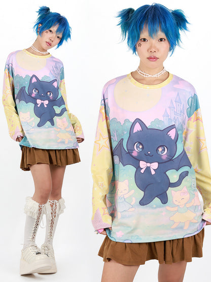 Nihonkids - Gothic Bat Cat Long Sleeve Tee shirt NIHON KIDS