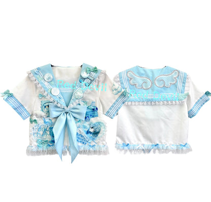 RedDevil - Decora Kei Mint Lace Sailor Dress Set set Red Devil