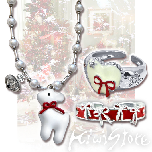 Kiwi Store - Y2K Deer Necklace Ring Set necklace kiwi store
