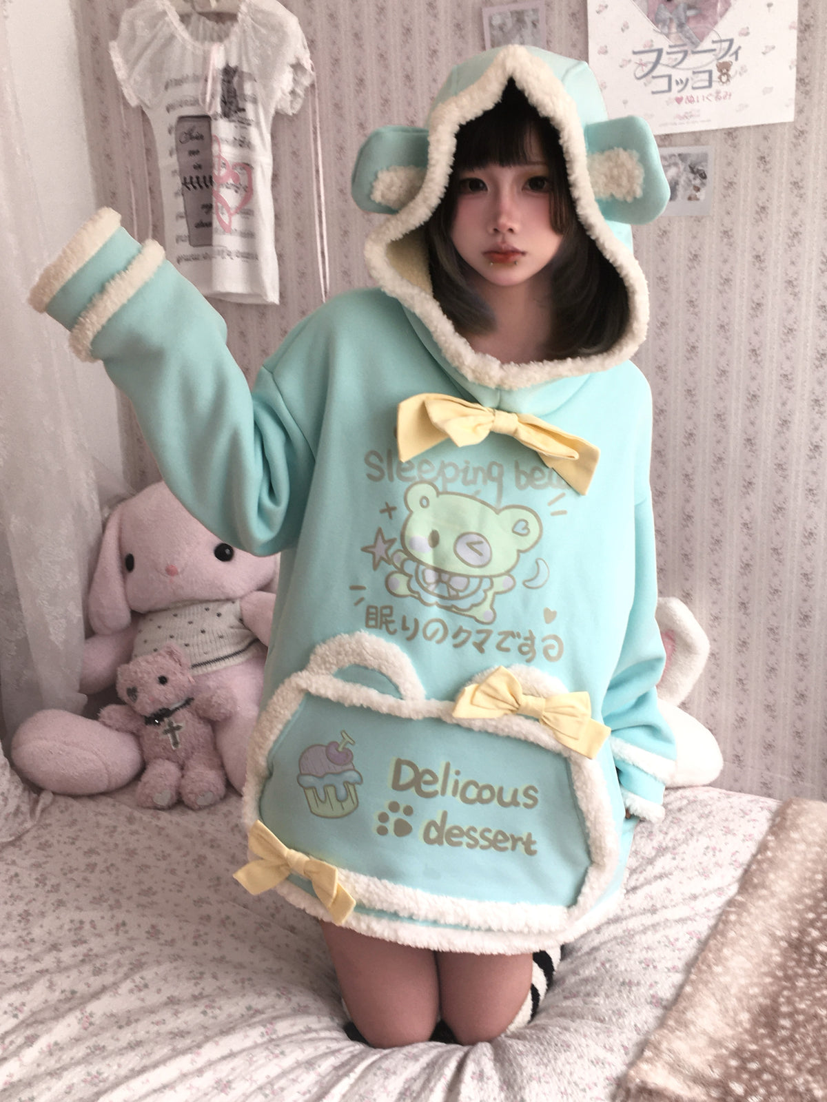 Three Poisons - Fleece-Lined Bow Hooded Sweatshirt hoodie Three Poisons