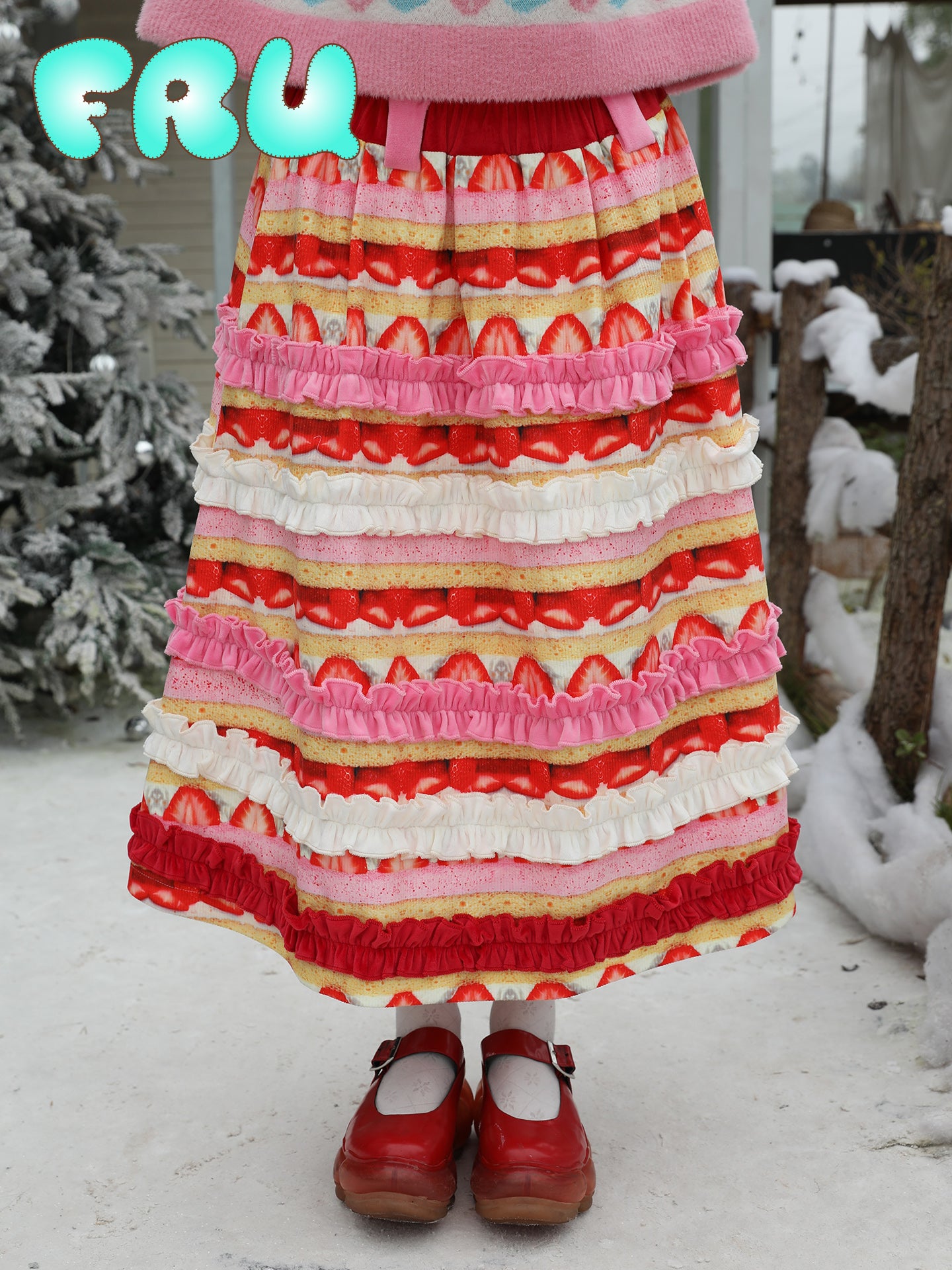 frufru - Kawaii Strawberry Cake Skirt skirt frufru S