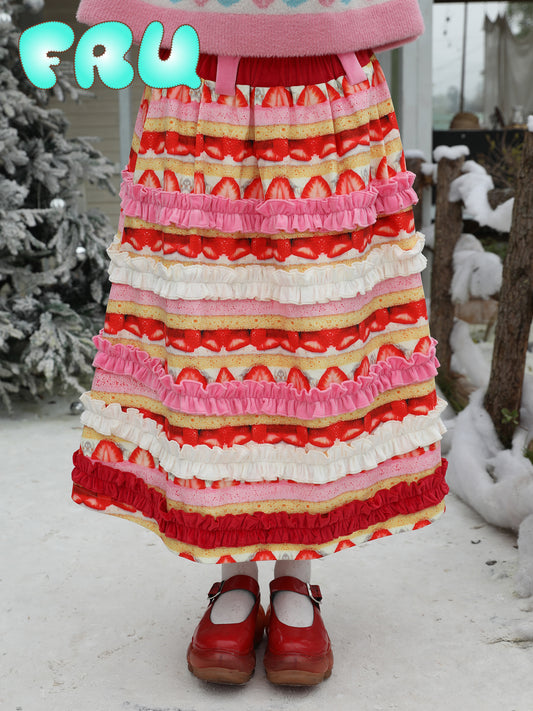 frufru - Kawaii Strawberry Cake Skirt skirt frufru S