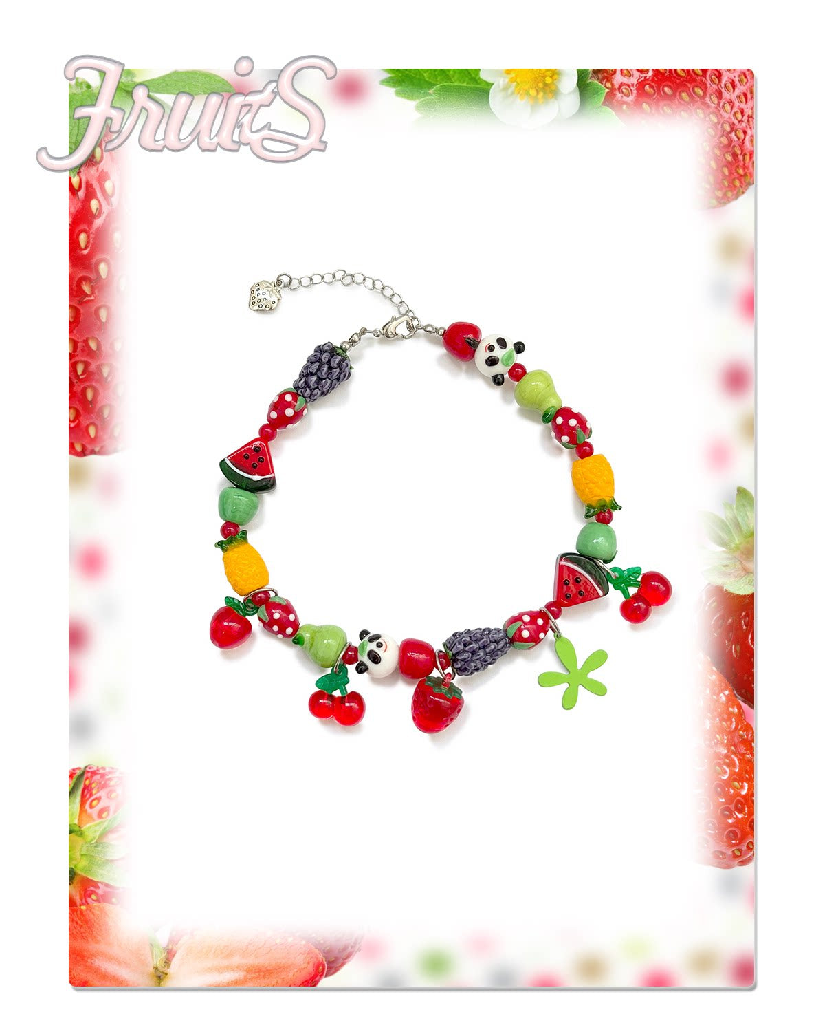 FRUITS - Fruit Panda Beaded Necklace | Kawaii Colorful Japanese Accessory necklace Fruits