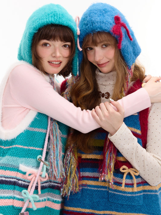 ziziFei - Braided Bow Knit Winter Hat hat ziziFei