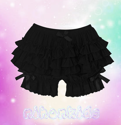NIHON KIDS - Black Ruffle Layered Lantern Shorts shorts NIHON KIDS