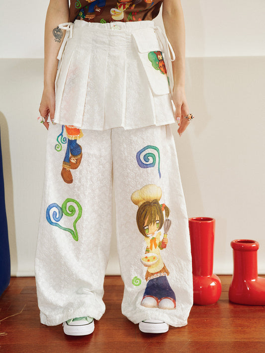Have a Meal - Embroidered Skirt Pants pants have a meal