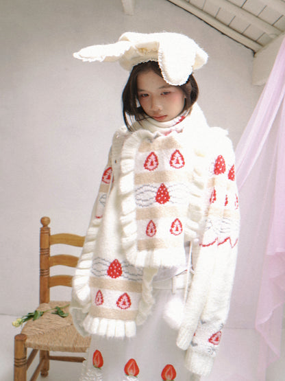 Daytoday Everyday Institute - Girly Fashion Mohair Scarf Strawberry Cake Jacquard scarf daytoday everyday institute