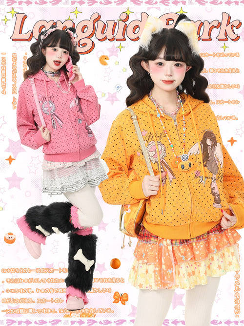 Y2K Polka Dot Hooded Sweatshirt Jacket hoodie Languid Park