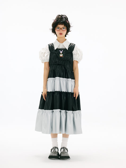 sillysis - Two-Tone Embroidered Chain Dress dress sillysis