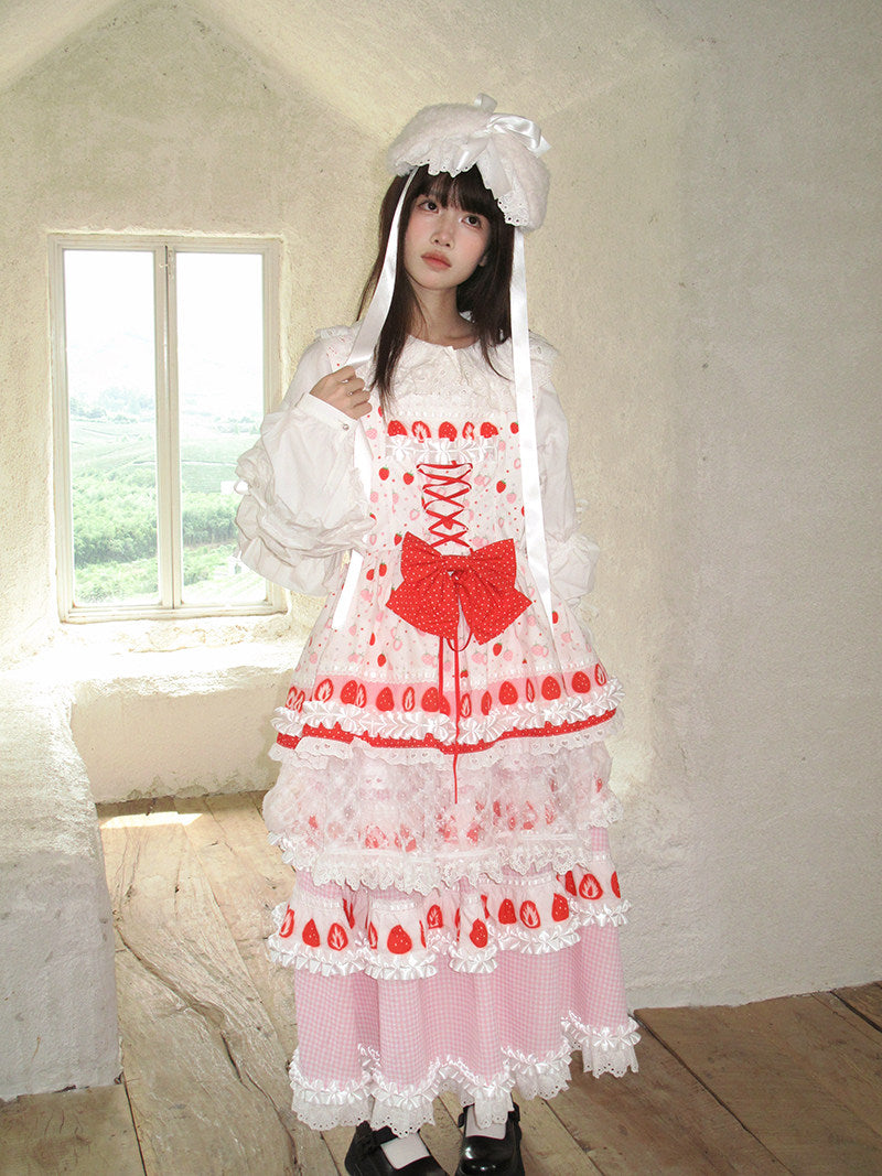 Daytoday Everyday Institute - Strawberry Bow Wing Dress dress daytoday everyday institute