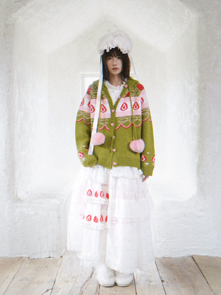 Daytoday Everyday Institute - Strawberry Matcha Cake Cardigan coat daytoday everyday institute