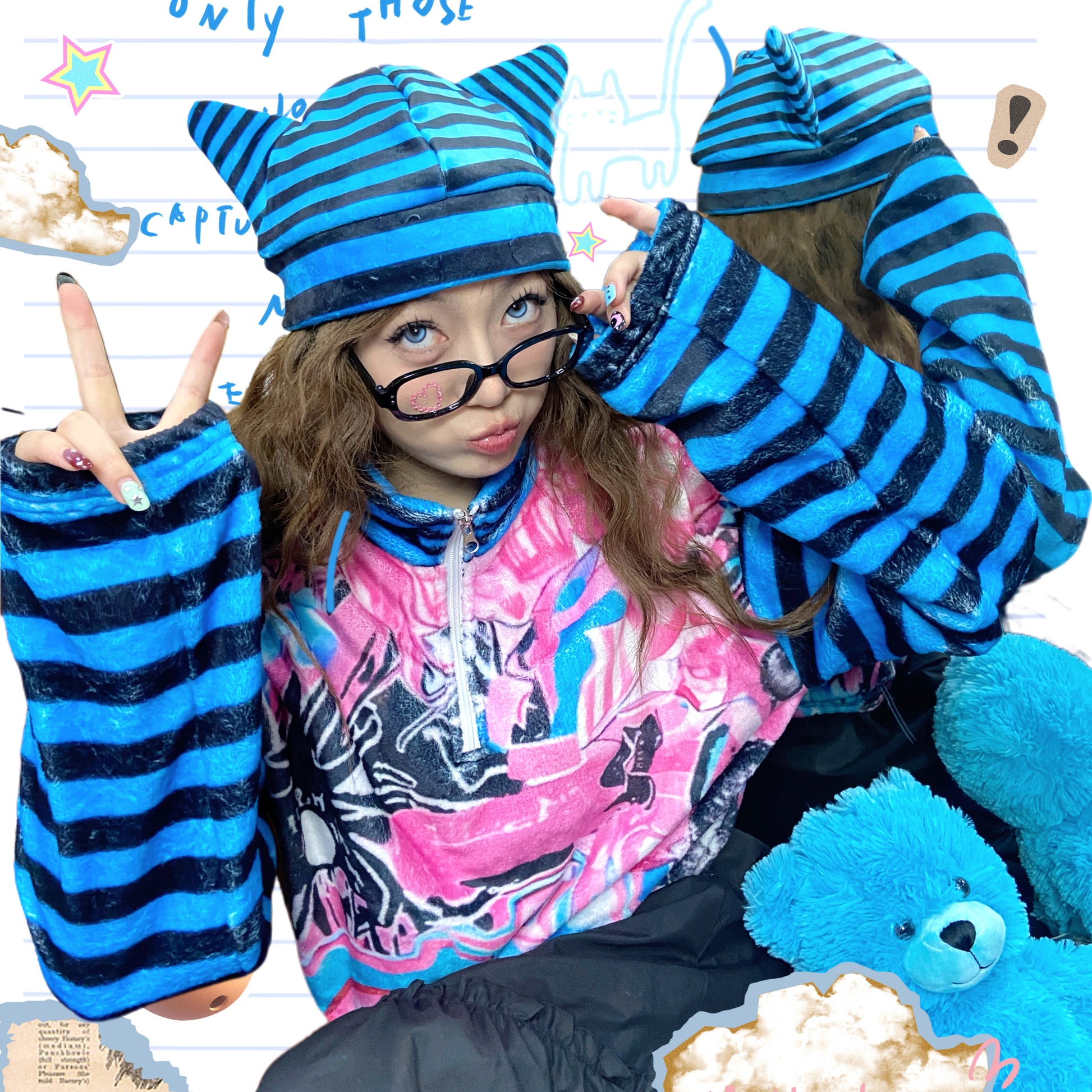 LEERROO - Y2K Punk Cat Ear Fleece Hat hat Leerroo