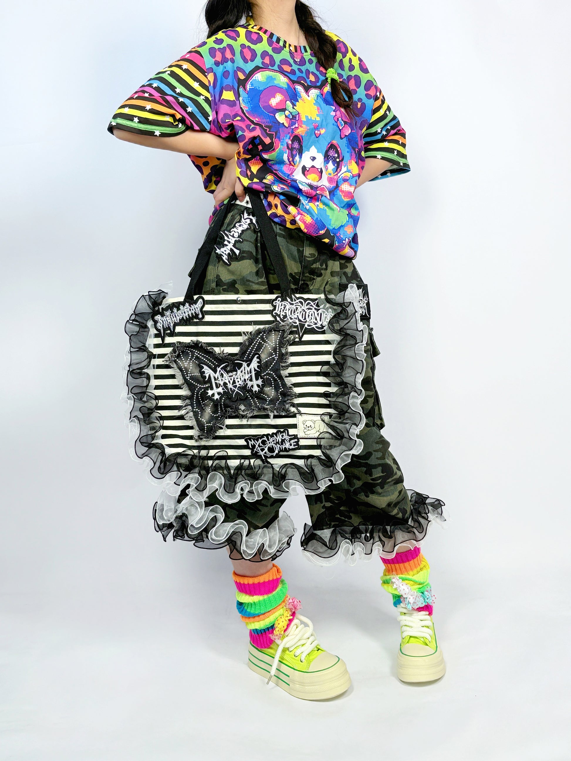 LEERROO - Decora Kei Rainbow Stripe Knit Leg Warmers leg warmmers Leerroo