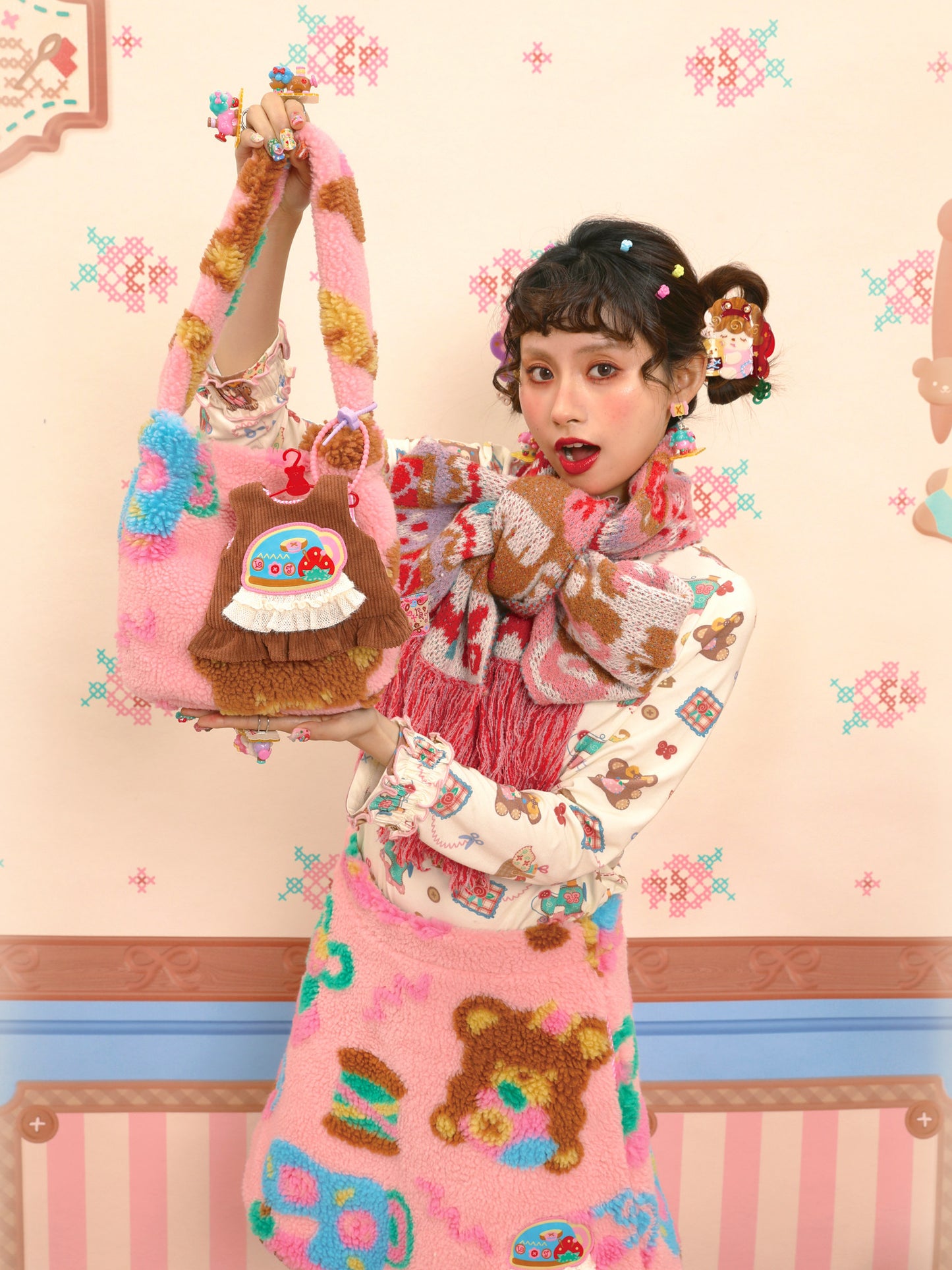 Lutra Jump - Decora Pink Fleece Tote Bag bag Lutra Jump