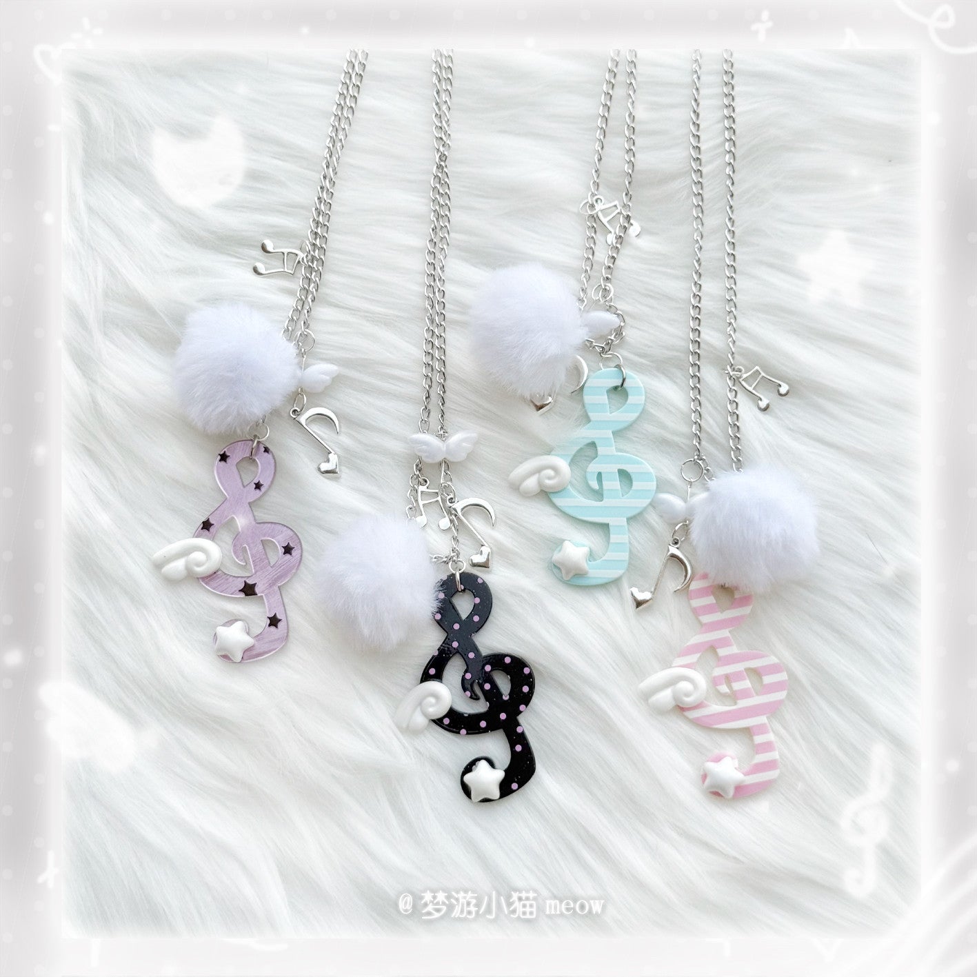 Vintage Polka Dot Music Note Necklace necklace Sleepwalking Cat