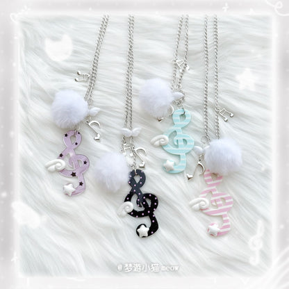 Vintage Polka Dot Music Note Necklace necklace Sleepwalking Cat