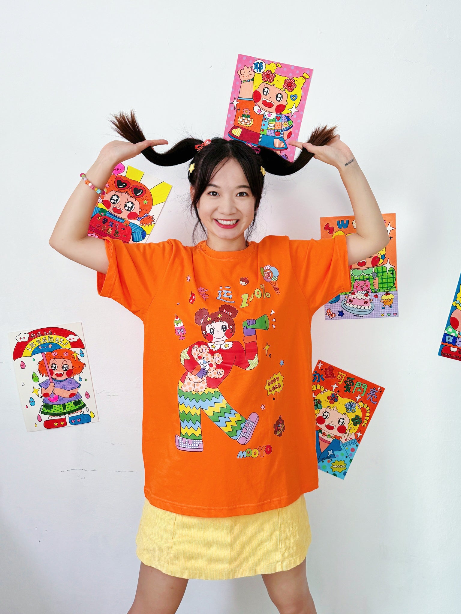 MOOYO - Kawaii Orange T Shirt Lucky 100 Shirt tshirt MOOYO