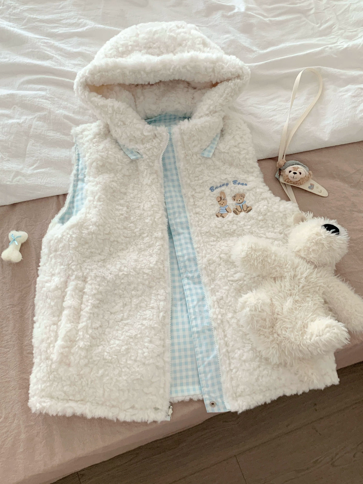 Blurred Bear - Reversible Hooded Padded Vest vest Blurred Bear