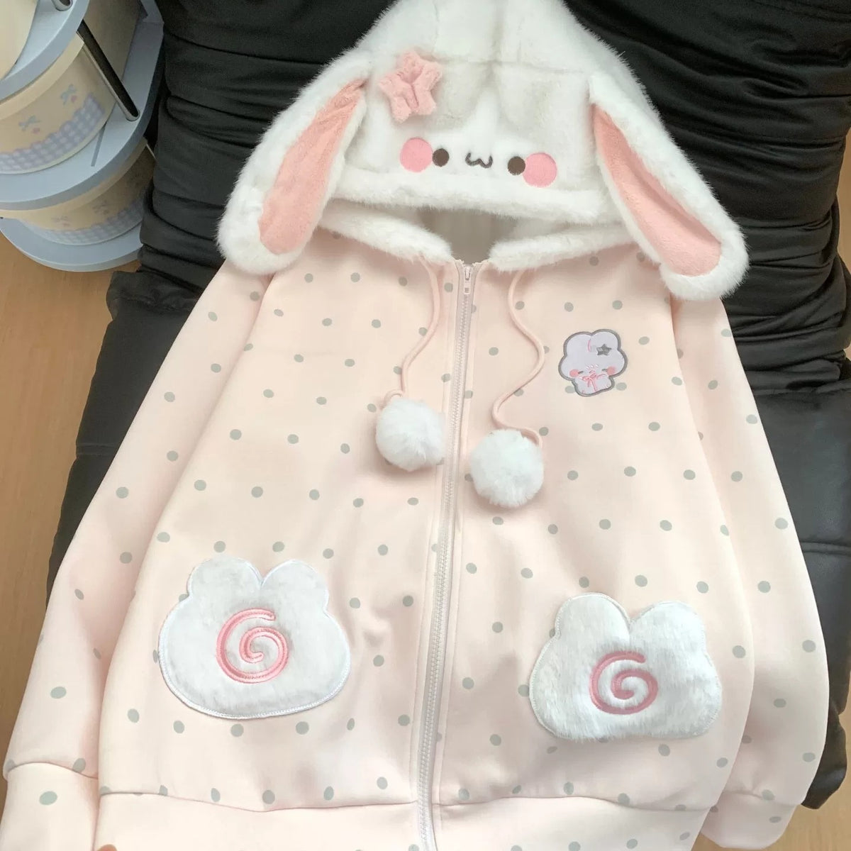 原创甜妹可爱小羊连帽棉服女保暖小个子甜美嫩粉棉衣加厚软妹外套 hoodie Blurred Bear