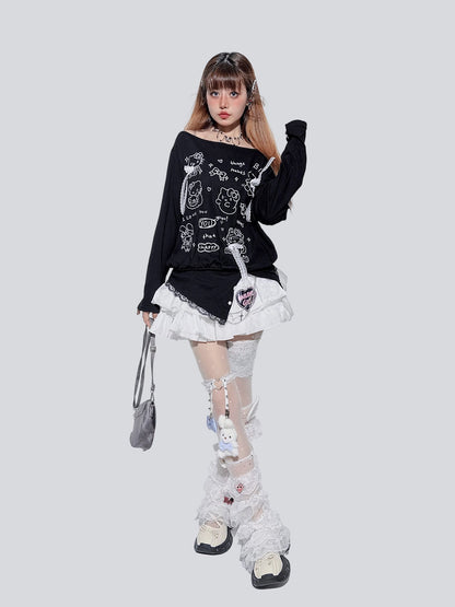 FANLOVEGIRL - White Lace Tiered Mini Skirt skirt FANLOVEGIRL