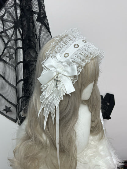 1Gangster Inn - Wing Lace Gothic Lolita Headband hairband 1GASTERINN
