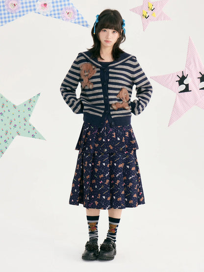 tntntutu - Teddy Striped Sailor Collar Knit Cardigan cardigan tntntutu