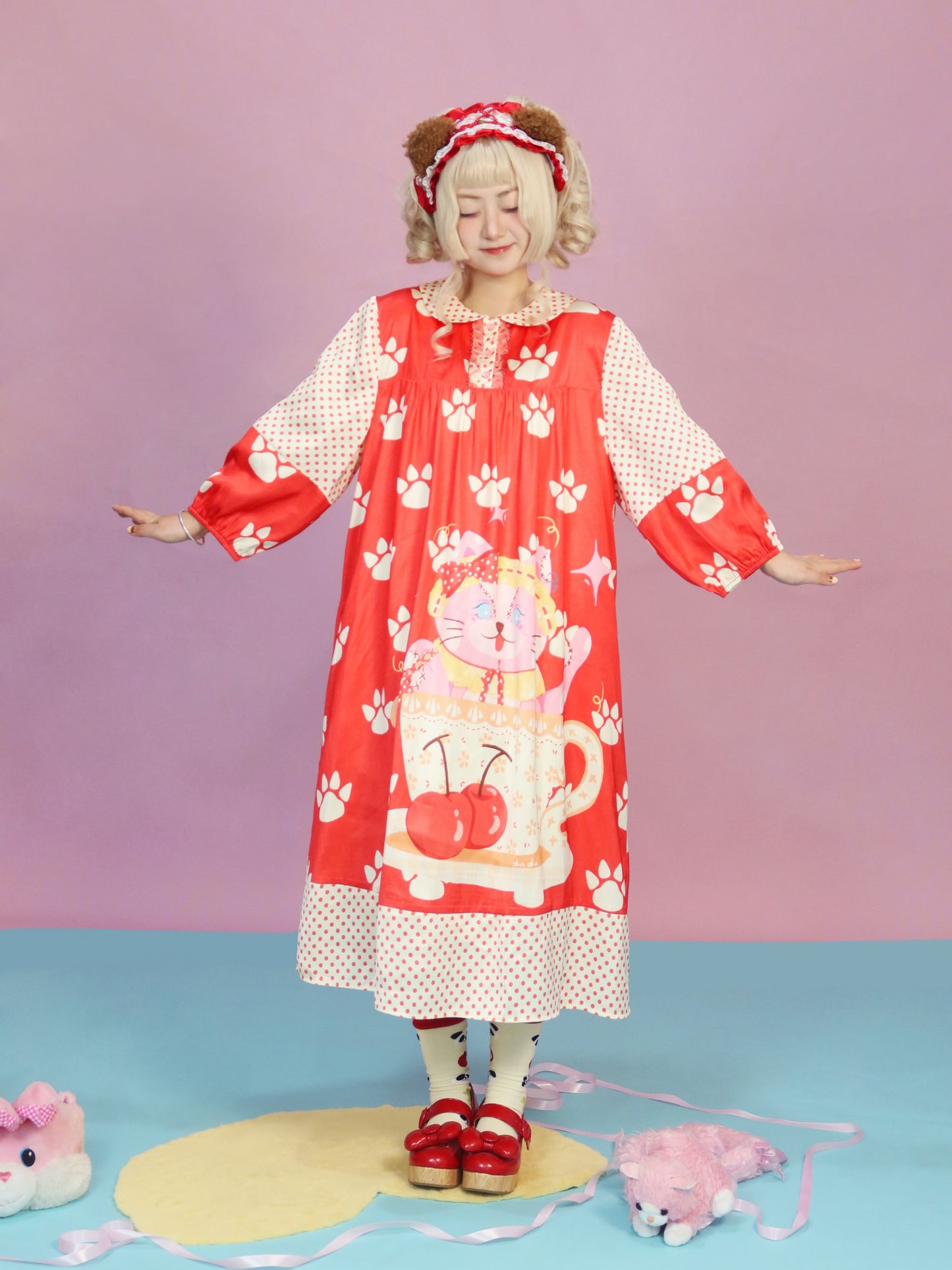 Lulululu - Polka Cat Print Dress dress LULULULU