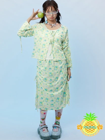 Frufru Cartoon Print Sun Protection Skirt | Kawaii Harajuku Half Skirt skirt frufru