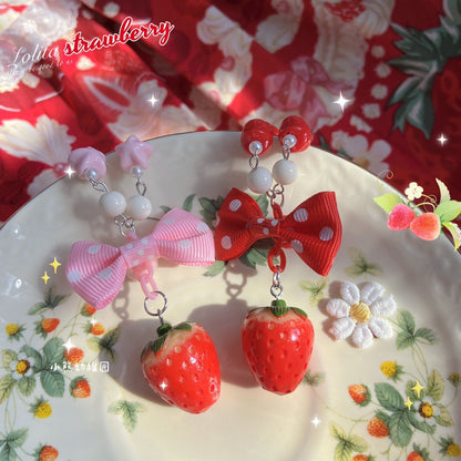 Bear Doll - Kawaii Strawberry Polka Dot Bow Necklace necklace Bear Doll