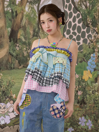 tntntutu - Blue Pink Bow Convertible Skirt Top camisole tntntutu
