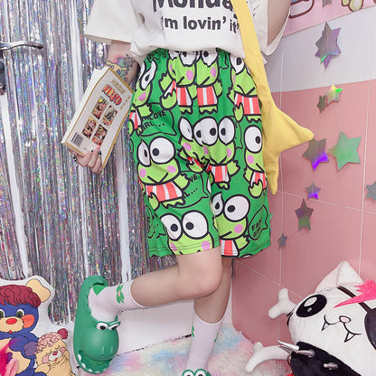 FANLOVEGIRL - Frog Graphic Shorts | Harajuku Cartoon Shorts shorts FANLOVEGIRL